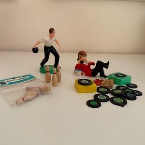 Vintage Cake Topper Decorations Bowling and Record Player